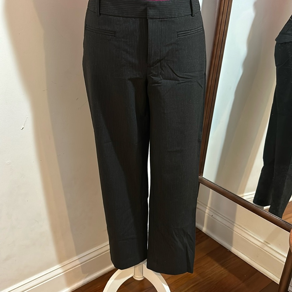 Gap slim cropped dress pant size 10 trouser straight leg pants gray pinstripe